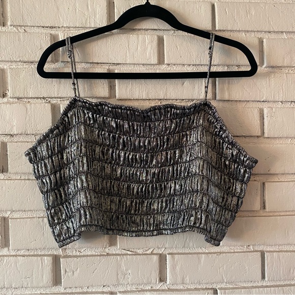 Future Collective Silver Metallic Crop Top - Picture 1 of 5